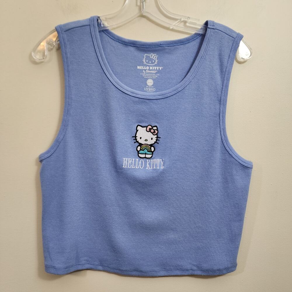 Hybrid Hello Kitty embroidered ribbed crop‎ top woman's size XXL